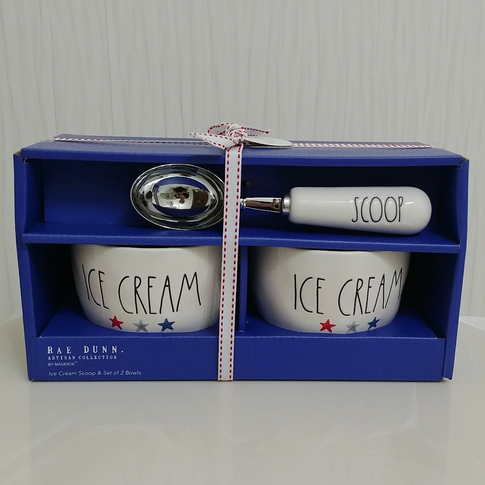 Rae Dunn Ice Cream Bowls & Scoop USA Stars